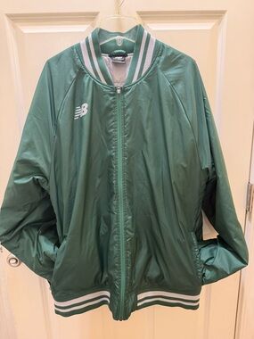 New Balance Green and White Athletic Bomber Jacket